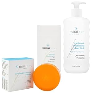 Mirai Clinical Complete Freshness Bundle: Deo Soap (100g), Body Wash (9.29 Fl oz) & Deo Stick (3 Packs) – Natural Odor Eliminating & Purifying Bundle with Japanese Persimmon & Green Tea Extracts