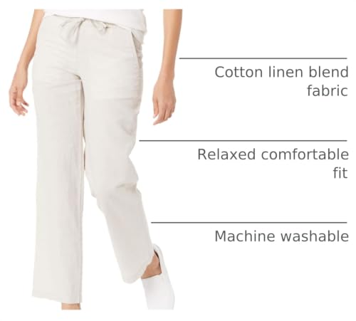 Image of Amazon Essentials Women's Linen Blend Drawstring Relaxed Fit Wide Leg Pants (Available in Plus Size)