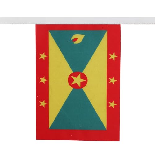 Image of AZ FLAG Grenada 6 meters BUNTING Flag 20 flags 9'' x 6'' - Grenadian STRING flags 15 x 21 cm