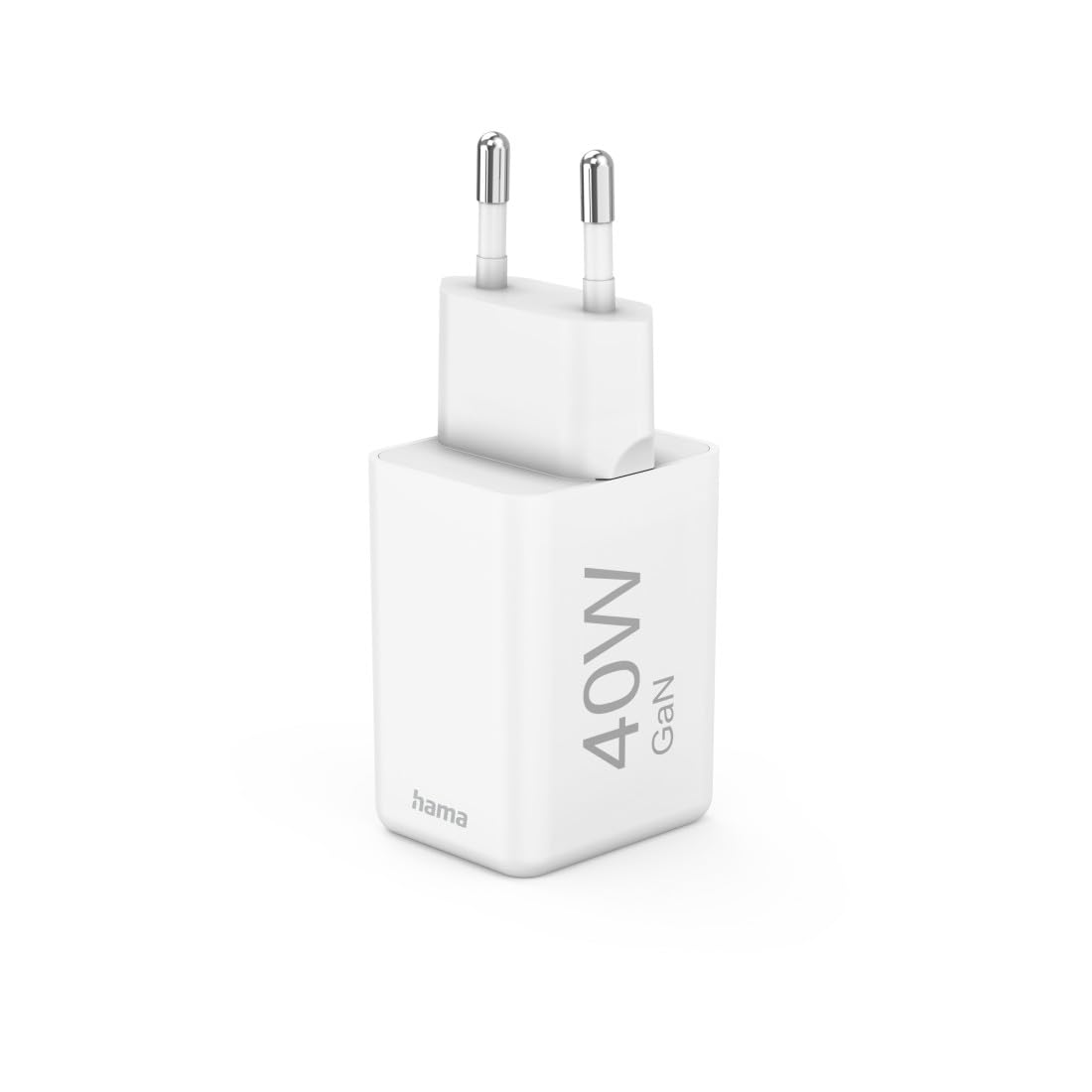 Hama Schnellladegerät, 40W (Ladegerät mit 2X USB C, unterstützt Power Delivery und Qualcomm Quick Charge, Zwei Geräte gleichzeitig Laden, superklein und kompakt, GaN Charger, akkuschonend) weiß