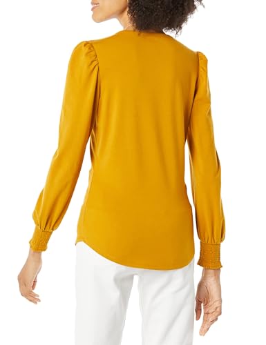Image of Amazon Essentials Women's Long-Sleeve Crewneck Smocked Cuff T-Shirt