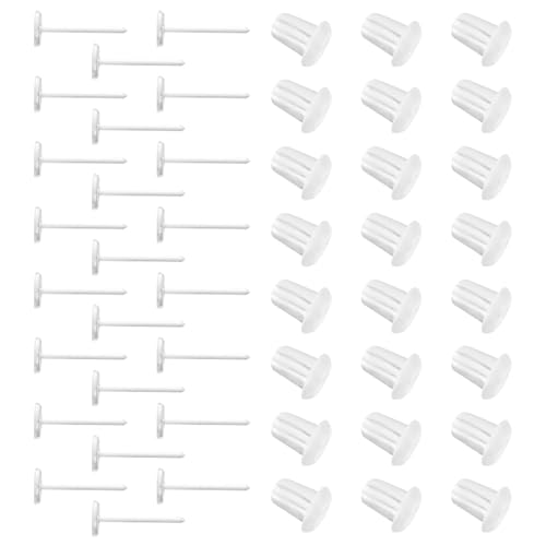 200 Pair Clear Earrings Backs Posts Plastic Ear Pins Silicone Rubber Earring Backs Soft Retainers Ear Piercing Retainers Rubber Safety Backs for School DIY Jewelry Making Earrings Findings