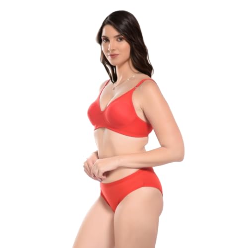 Image of SGC Women Cotton Blend Lingerie Set||Lightly Padded Wirefree Bra & Panty Set||Bridel Set for Women & Girls