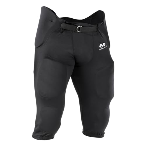 McDavid Rival Integrated Mens Football Pants with Pads, Adult Football Pants with Pads Black
