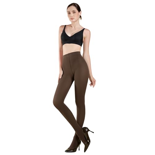 Image of MANZI Women's Solid Color Semi Opaque Footed Tights Soft Stretch Pantyhose