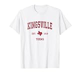 kingsville texas tx - stampa sportiva vintage con stampa rossa maglietta