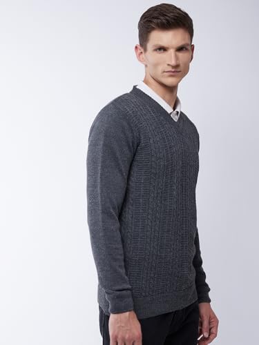 Image of Pivl Men's V Neck Winter Solid Sweater - Warmth and Style for The Season