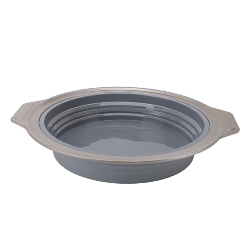 flexman Moldes para Pasteles Silicona Plegables, Moldes para Hornear Silicona Antiadherentes Redondos 8,7 Pulgadas, Tipo Prensa, Molde para Pasteles Grado Alimenticio para Pasteles (Gris)