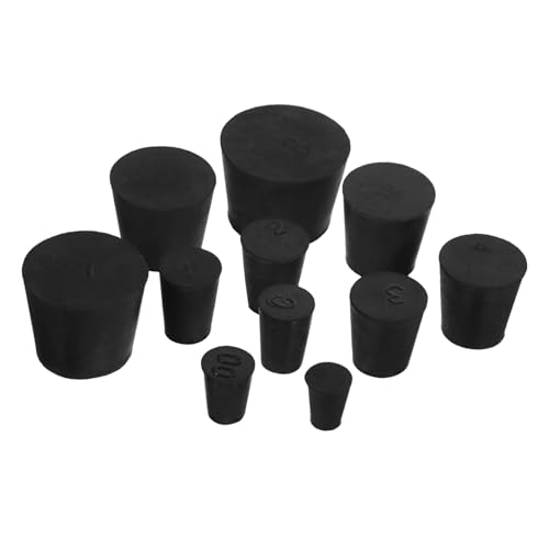 ULTECHNOVO 11個 黒色ラバーラボプラグ 実験室用テーパードシーリングストッパー 耐久性密閉栓 試験管 フラスコ対応器具