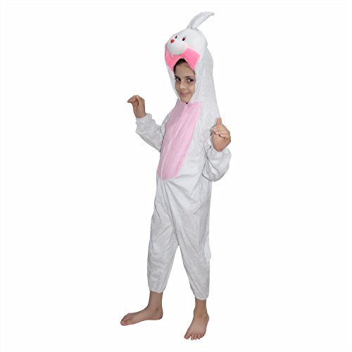 Image of Kaku Fancy Dresses Fleece Rabbit Pet Animal Costume For Kids - White & Pink, 5-6 Years | Animal Fancy Dress For Boys & Girls