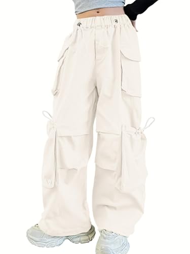 Image of Girls Cargo Pants Wide-Leg Straight Streetwear, 6-14 Years