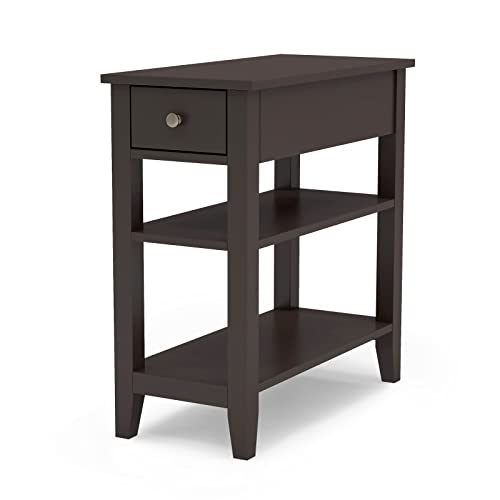 ChooChoo Side Table Living Room, Narrow End Table with Drawer and Shelf, 3-Tier Sofa End Table for Small Space, Espresso - Image 5