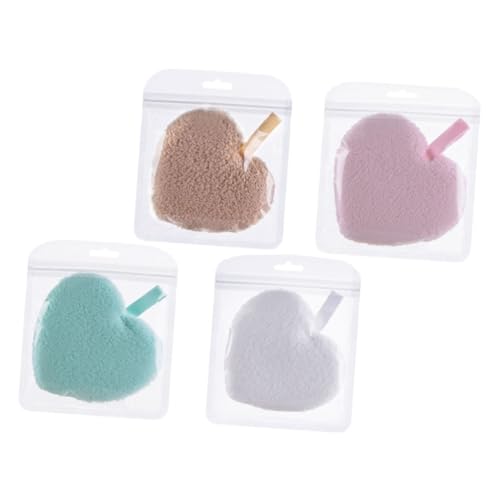 Mobestech 4 piezas Unidades Esponjas Faciales Forma de Corazón para Cuidado Piel Almohadillas Desmaquillantes Suaves y Exfoliantes Esponjas de Limpieza para Maquillaje y Colores Surtidos