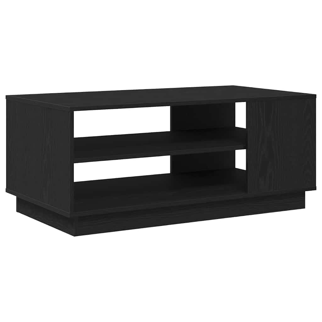 Mesa de centro moderna de madera de roble con 2 estantes, soporta hasta 30 kg