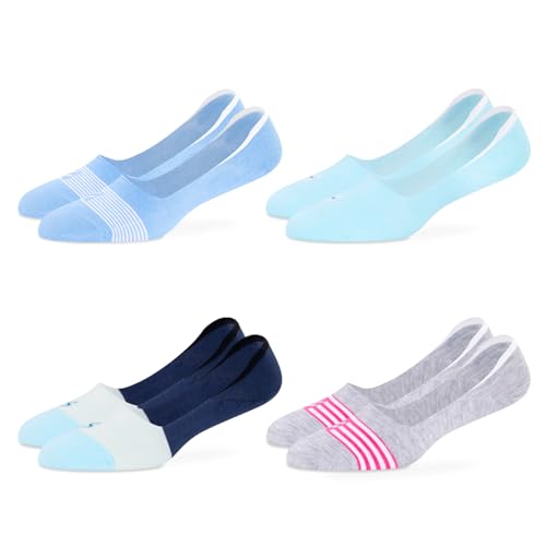 Image of Supersox Designed No Show Loafer Socks for Woman | Combed Cotton | Breathable & Moisture Absorbent | Anti-Odour | Anti-Slip Grip | Low Cut Invisible Fit | Pack of 4