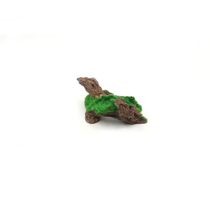 Adorno Decorativo de Madera Flotante para Acuario con Musgo, Adorno de Corteza de Resina, paisajismo de peceras, Accesorios para Acuario, 9,5x6,5x4 cm