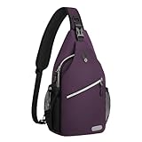 Mosiso Sling Backpack, Polyester Crossbody Shoulder Bag for Men Women Girls Boys, Purple