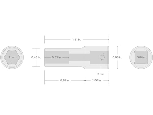 Image of TEKTON 3 /8 Inch Drive x 7 mm Semi-Deep 6-Point Impact Socket | SID14107