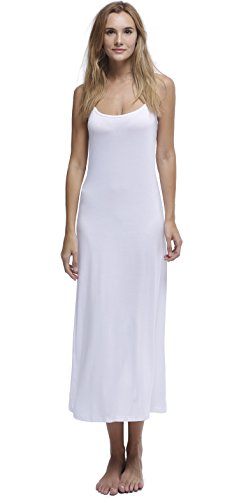Papicutew Women's Modal Long Full Cami Slip Dress Sleeveless Nightgowns (White, Xl) #TOP2