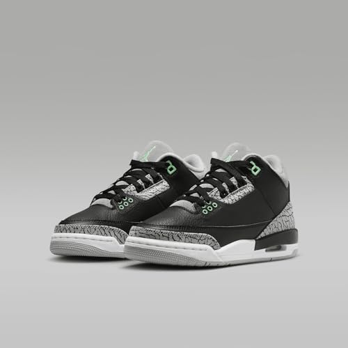 Jordan 3 Retro calzado juvenil con amortiguación cómoda y diseño Green Glow gris 5