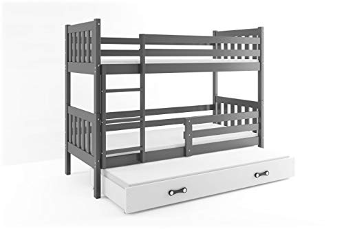 LITERA 3 PLAZAS , CARINO para colchones 190X90, 3 SOMIERES GRATIS! 3 COLCHONES DE ESPUMA GRATIS! color GRIS.