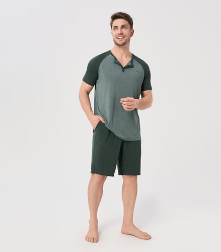DAVID ARCHY Men's Pajamas Set Summer Cooling Loungewear Ultra-Soft Pjs Ligtweight Short Sleeves Shirts and Shorts Sleep Sets4