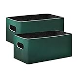 YETTASBIN Hunter Green Solid Color Felt Storage Baskets with Handle, Collapsible Open Storage Bin Drawers Storage Box for Shelf Closet Office...