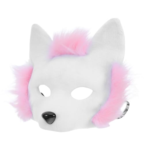 Masque de chat et renard blanc en peluche pour cosplay de carnaval
