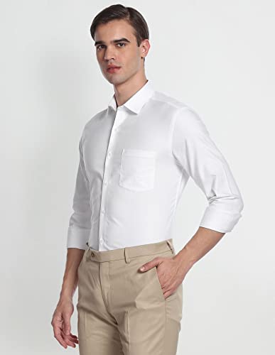 Image of Arrow Solid Slim Fit Mens Formal Shirt - 100% Cotton, Breathable & Comfortable, Full Sleeves Shirts for Men