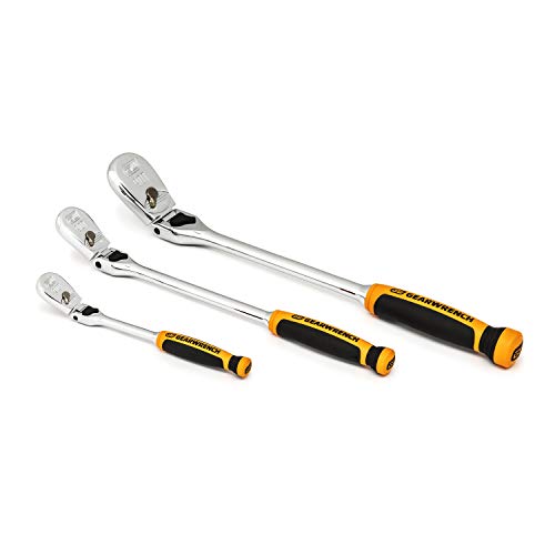 GEARWRENCH 3 Pc. 1/4", 3/8" & 1/2" Drive 90 Tooth Dual Material Locking Flex Head Ratchet Set - 81298T, Multi, One Size by GEARWRENCH - Image 2