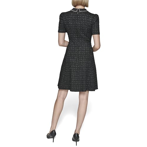 Image of Karl Lagerfeld Women's Short Puff Sleeve Embellished Collar A-line Mini Dress