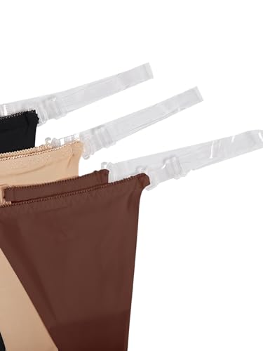 Image of GORGLITTER Women's G String Thongs Sexy 3 Pack No Show Invisible Clear Strap Underwear Low Rise Panties