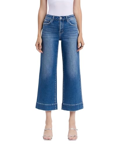 Flying Monkey High Rise Crop Wide Trouser Jeans F6034