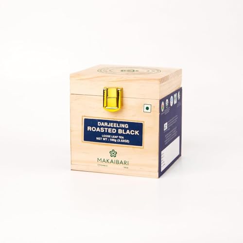 Image of Makaibari Darjeeling Roasted Tea | 100Gm Loose Leaf | Chestlets Box | USDA Certified Organic | 100% Pure Darjeeling Long Leaf | Black Tea | Rich Taste & Flavour | Premium Black Loose Leaves