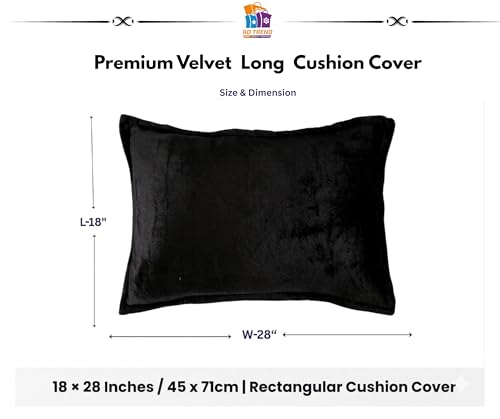 Image of RD TREND Velvet 250 GSM Rectangular 18x 28 Inches Cushion Covers Set of 2 | Throw Pillow Covers for Sofa, Bed & Living Room | Perfect for Home Decor Solid Black