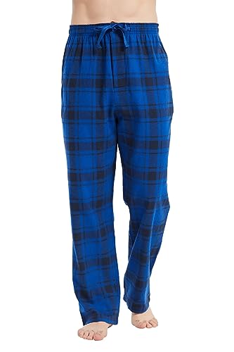 Men's 100% cotton Flannel Pajama Pants Yarn Dyed Plaid With Pockets Drawstring Waist loungewear pants