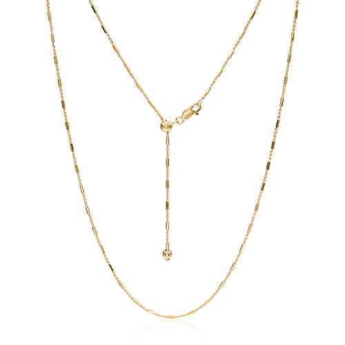 SEA OF ICE Sterling Silver 1mm Diamond-Cut Bar Station Rolo Chain Adjustable Necklace For Women, Size 22" Italy3