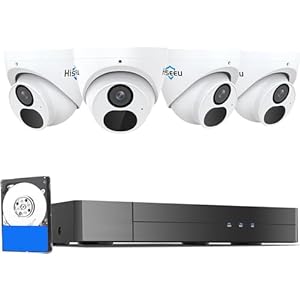[4K HD Smart Motion Detection+3TB HDD] Hiseeu 4K/8MP PoE Security Camera System Home Security System w/4pcs 4K IP Security Cameras Outdoor Night Vision 4K 8CH H.265 NVR with 3TB HDD for 24/7 Record