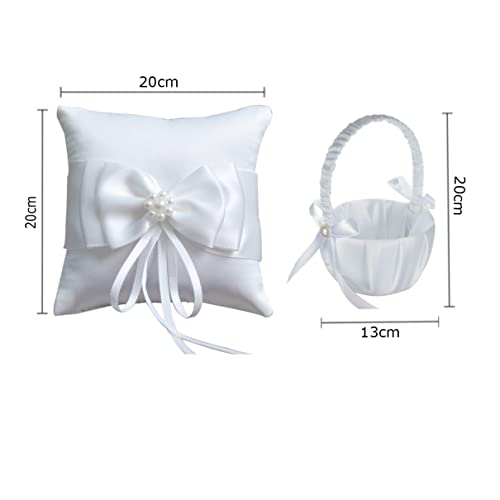 Sipiris Cuscino Fedi Nuziali Bianco e Cestino