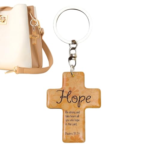 kaiop Porte-Clés Chrétien - Jésus en Bois avec Verset Biblique,Charme Religieux pour Sac Main Portefeuille Valise Voiture Voyage École Église Anniversaire Diplômé Pâques Prière