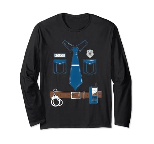 Police Outfit Cop Uniform Officer Law Enforcement Costume Long Sleeve T-Shirt