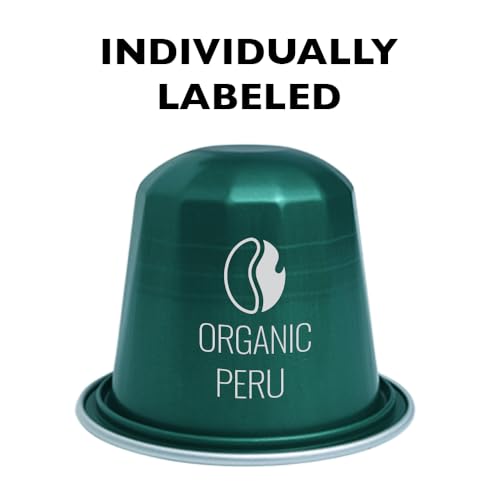Image of Fresh Roasted Coffee, Organic Peru Espresso Capsules for Nespresso OriginalLine, Medium, USDA Organic, 3rd Party Tested for Mold, Mycotoxin & Pesticides, Kosher, 60 Recyclable Aluminum Capsules