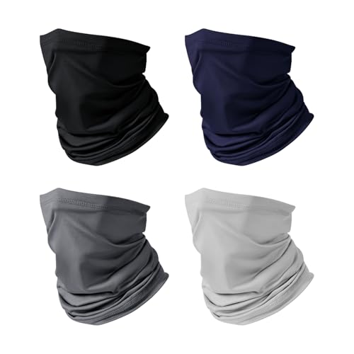 4 Pack Neck Gaiter,Sun Cooling Scart Gator Face Cover for Men Women,Breathable Bandana for Outdoor Sports(4 Colors)