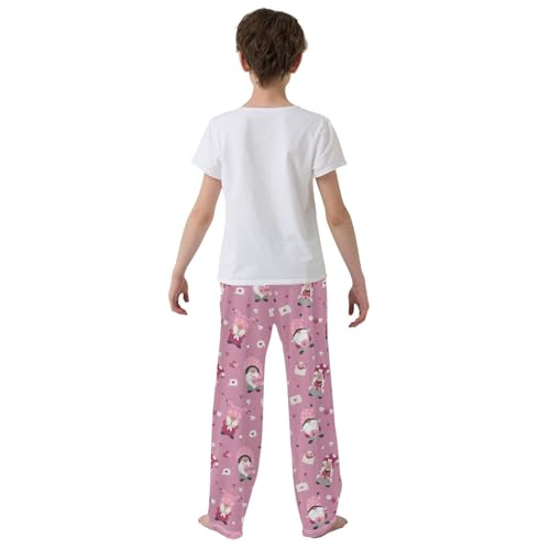 Gnome Be Mine Love Boys Long Pants Soft Trousers Elastic Waist Kids Lounge Bottoms with Pockets S-XL3