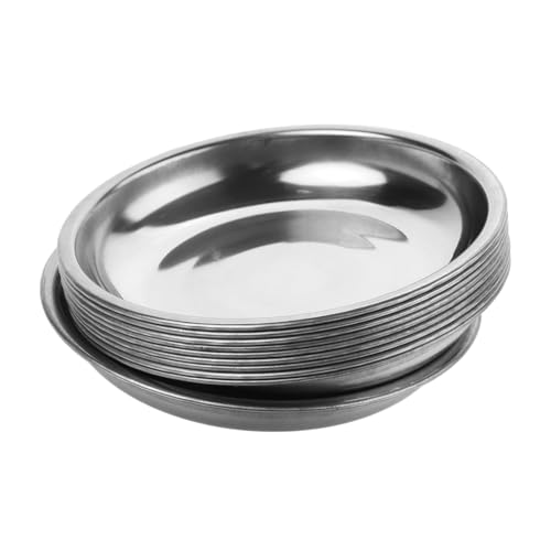 Cabilock 10pcs Small Stainless Steel Appetizer Plates Round Dipping Bowls for Sauces Snacks Seasoning Easy to Clean Metal Saucers for Charcuterie Boards