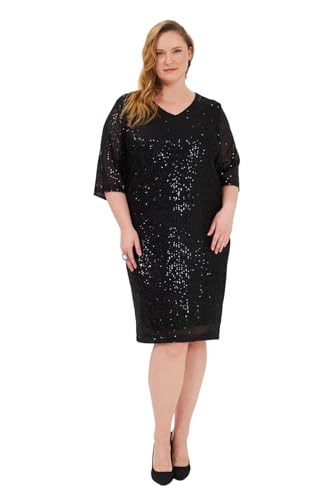 RMG XXL Sequined Plus Size Evening Dress Black