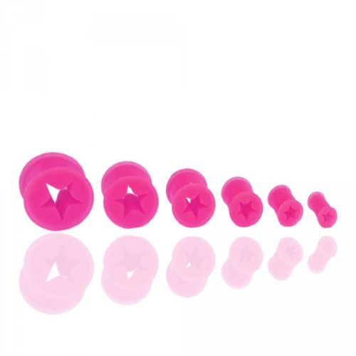 Soul-Cats 1 tunnel en silicone étoile Star Ear Silicon Tube fluo, rose fluorescent