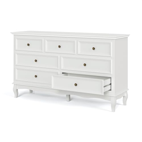 RoyalCraft White 7 Drawer Dresser for Bedroom, Modern Chest of Drawers with Solid Wood Legs and Painted Finish, Wooden Storage Closet Cabinet Organizer for Living Room, Hallway - Image 9