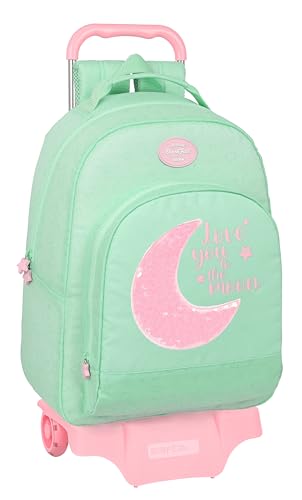 Safta BLACKFIT8 MOON - Mochila Escolar Grande con Carro 905, Tejido Reciclable, Ideal para Niños de Diferentes Edades, Cómoda y Versátil, Calidad y Resistencia, 32x15x42 cm, Color Verde