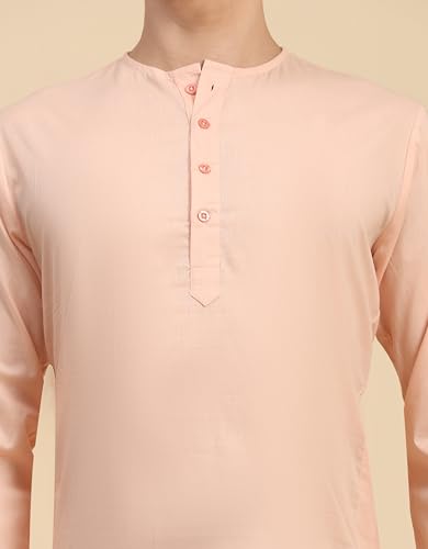 Image of SKAVIJ Men's Pure Cotton Solid Kurta Pajama Set Round Neck Casual Yoga Dress